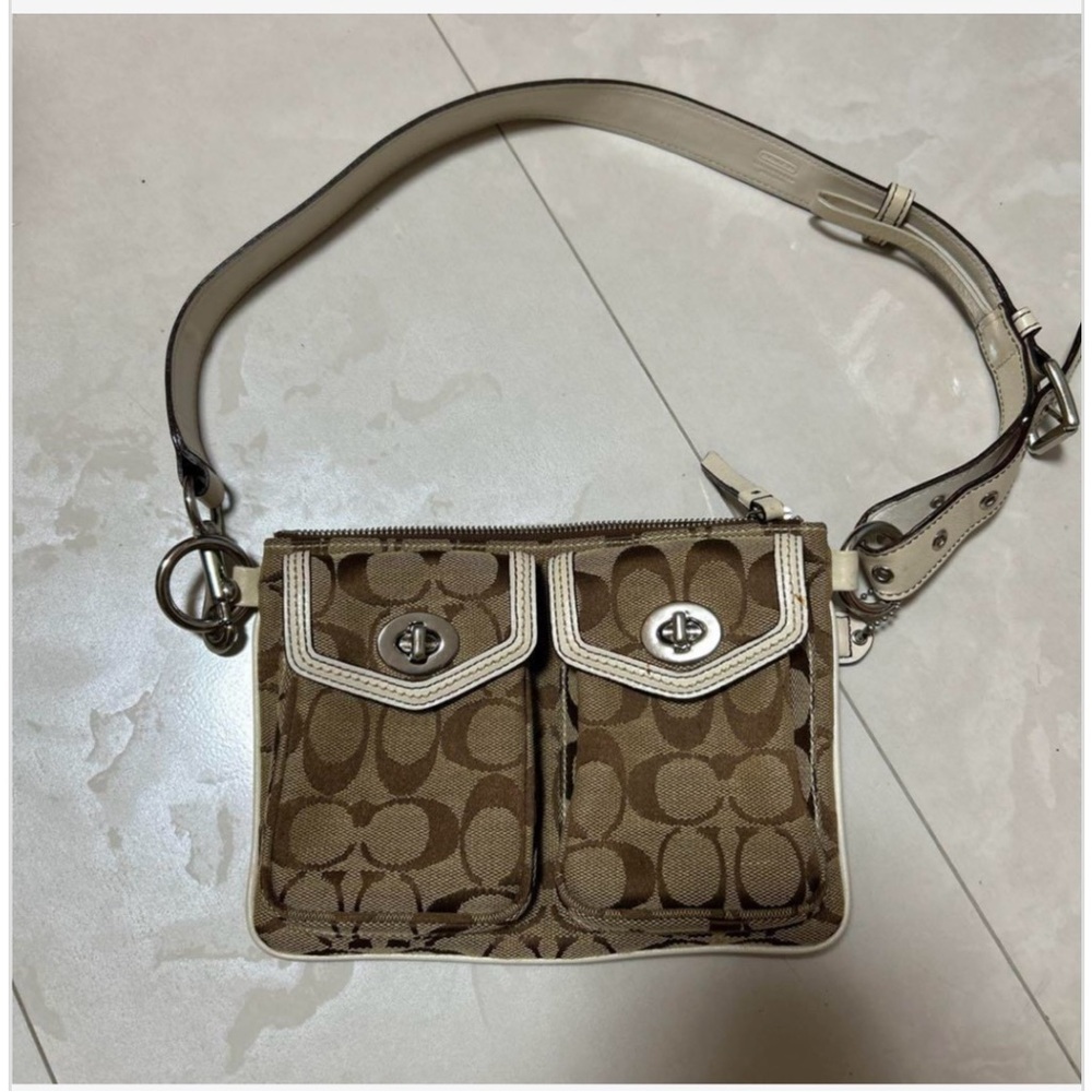 Coach Turnlock Brown and Cream Belt Bag